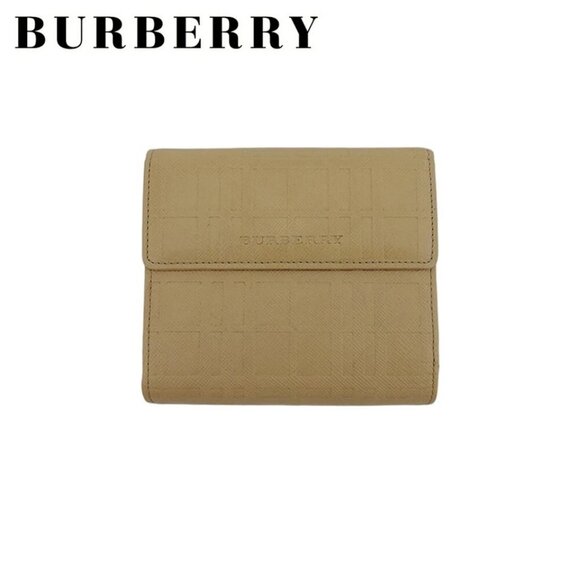BURBERRY W hook wallet embossed PVC and leather Authentic Used